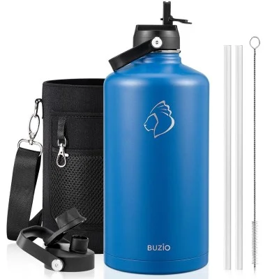 Buzio Duet Series Gallon Bottle with 2 Lids and Sleeve 3.8L - Blue
